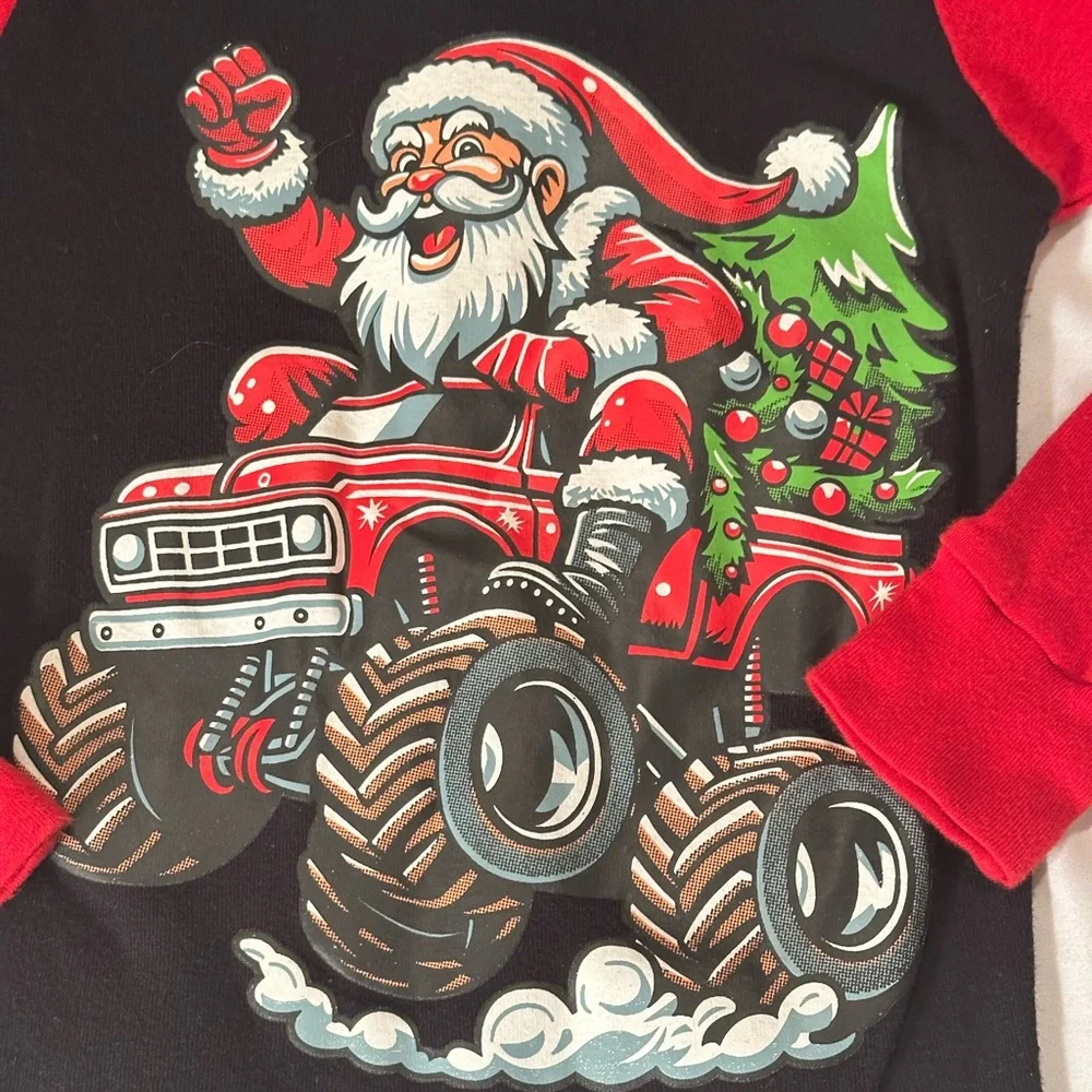 🌸 $3 if Bundled - Size 6 Santa 4 Wheeler pajama pj shirt top DOLPHIN & FISH